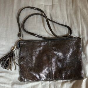 Topshop Shiny Gray Crossbody Bag